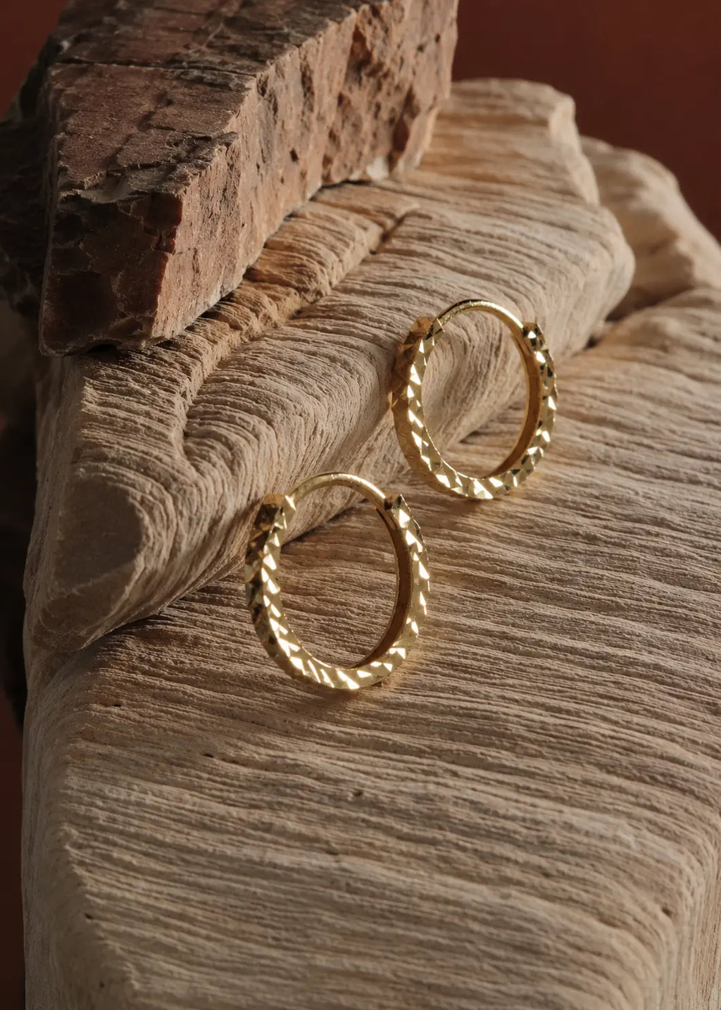 Sparkle Huggie Hoop Earrings in Solid Gold
