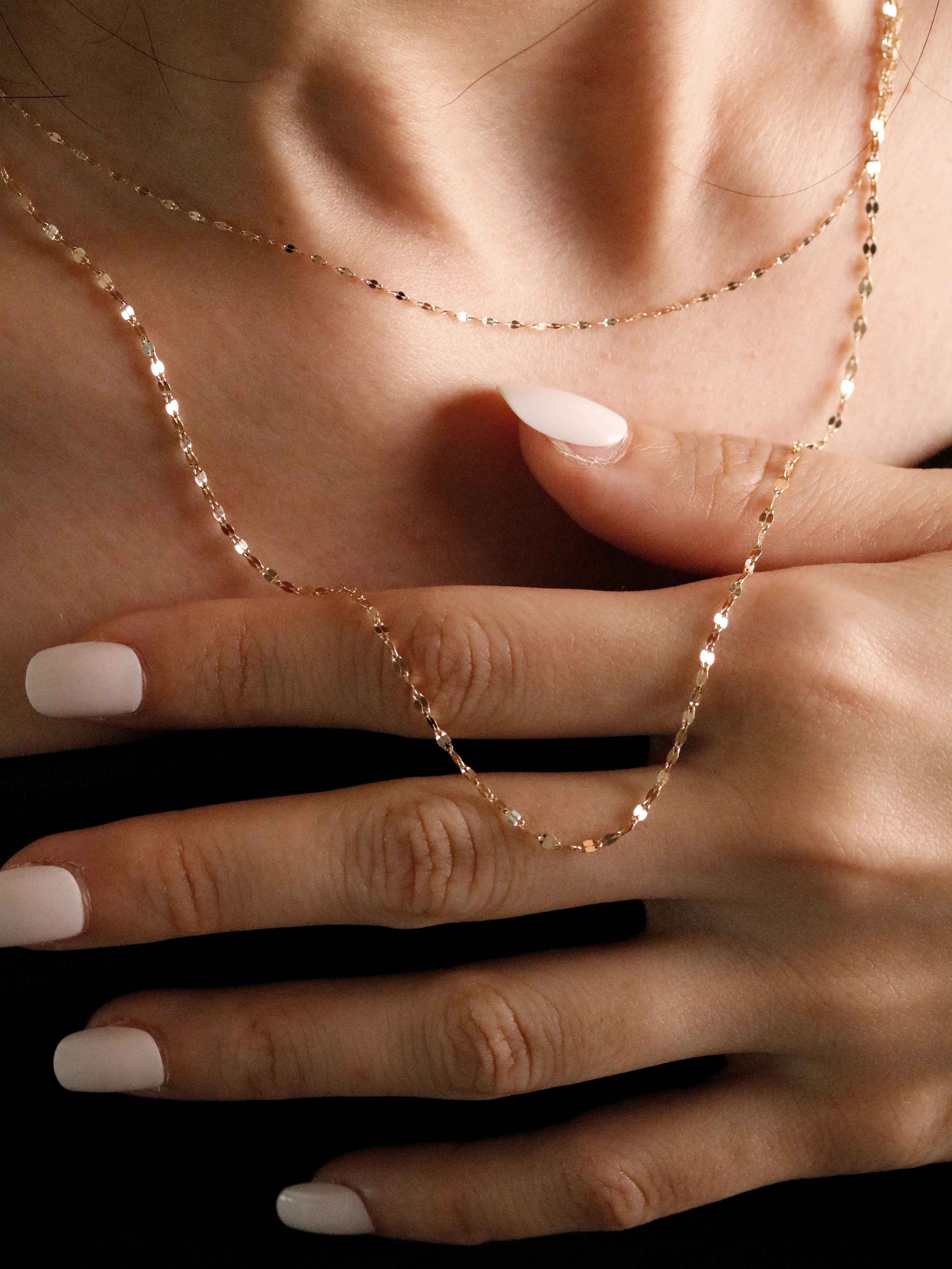 sparkle gold necklace diamond cut