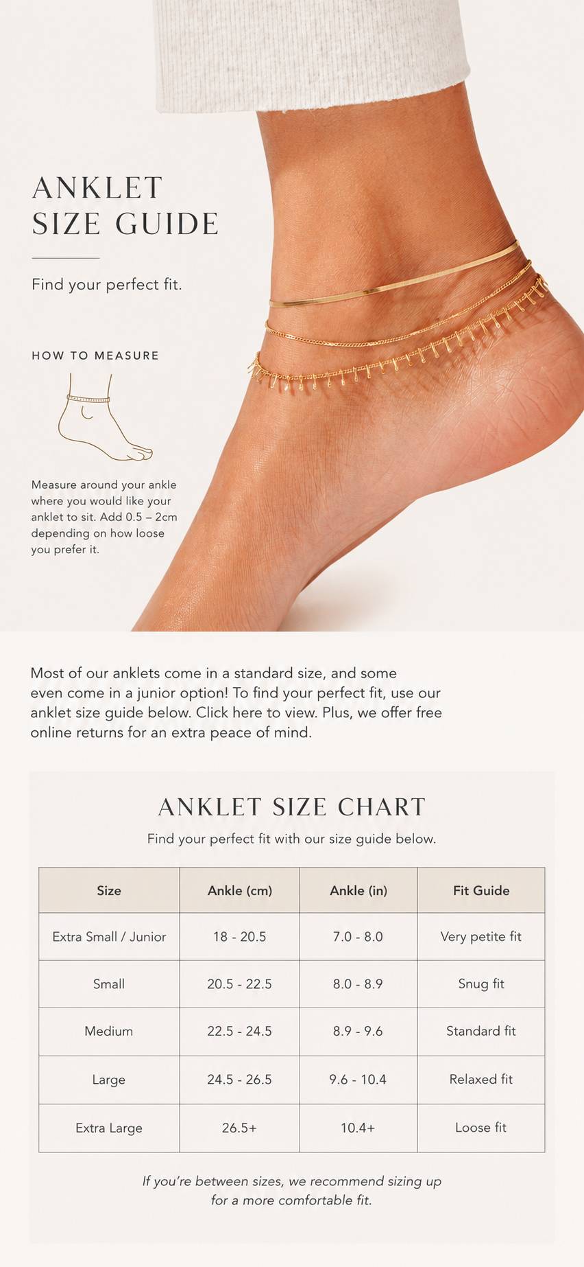 Size Guide - Anklets
