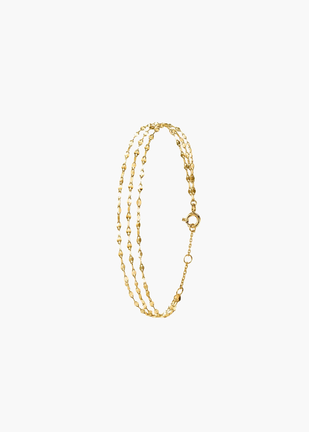 A delicate gold multi-strand chain bracelet with small bead-like links and a lobster clasp, displayed on a clean white background.