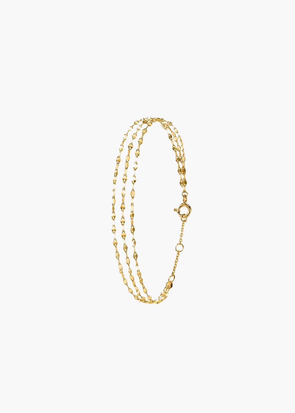 A delicate gold multi-strand chain bracelet with small bead-like links and a lobster clasp, displayed on a clean white background.