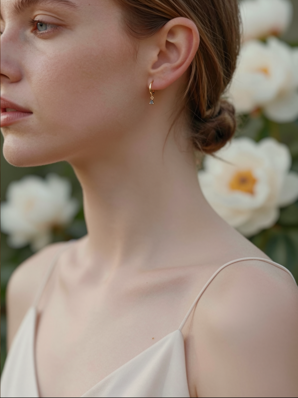 Moss Agate Hoops in Gold