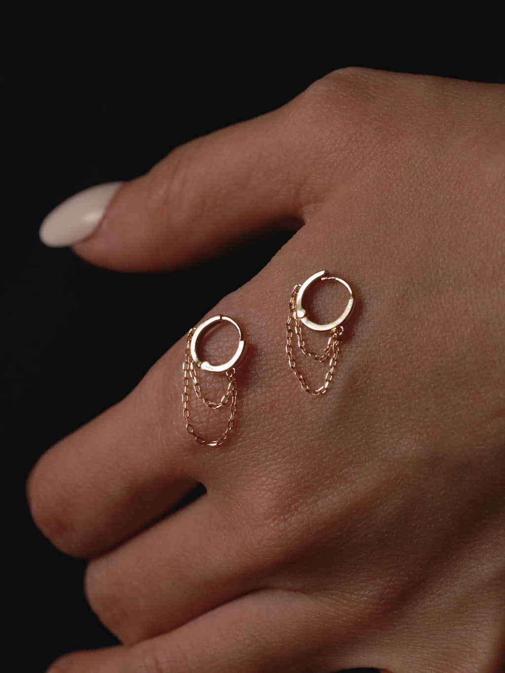 Double Chain Hoop In Solid Gold