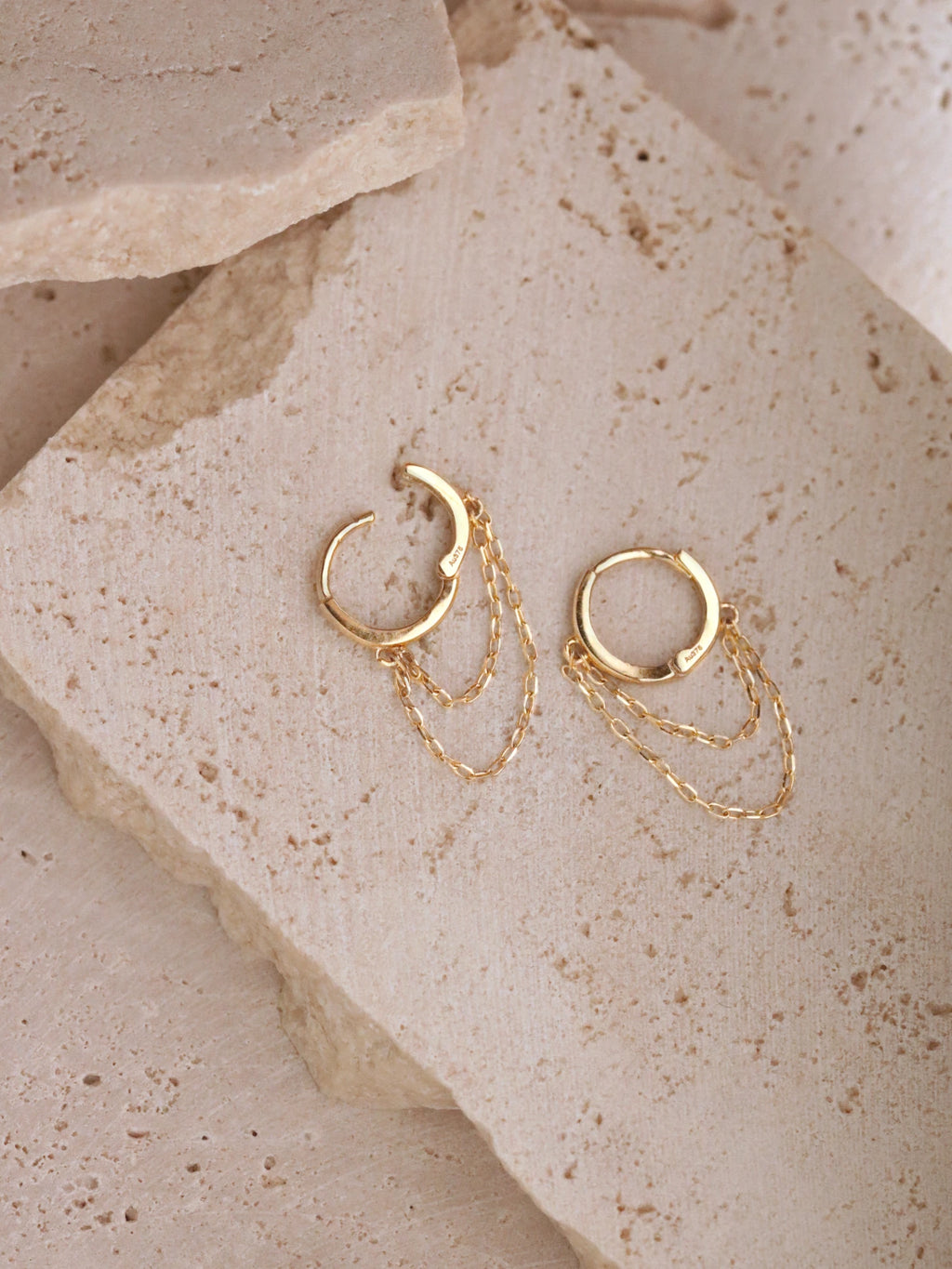 Double Chain Hoop In Solid Gold