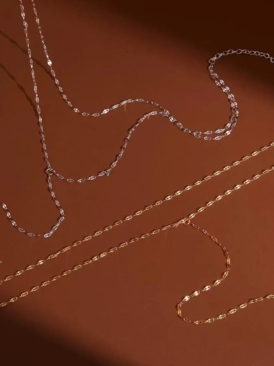 Sparkle Chain Lariat Necklace in Solid Gold