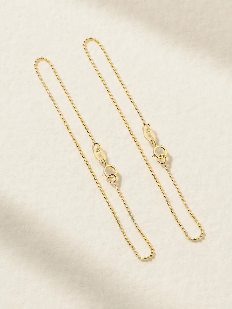 18K Solid Gold Bead Chain Bracelet