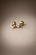 Pave Heart Piercing Stud in Solid Gold