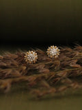 Crystal Sunflower Stud Earrings in Solid Gold