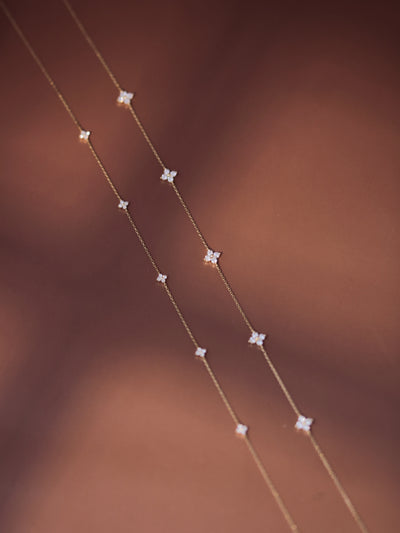 Four Clover Diamond Necklace in Solid Gold