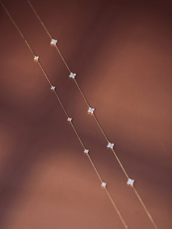 Four Clover Diamond Necklace in Solid Gold