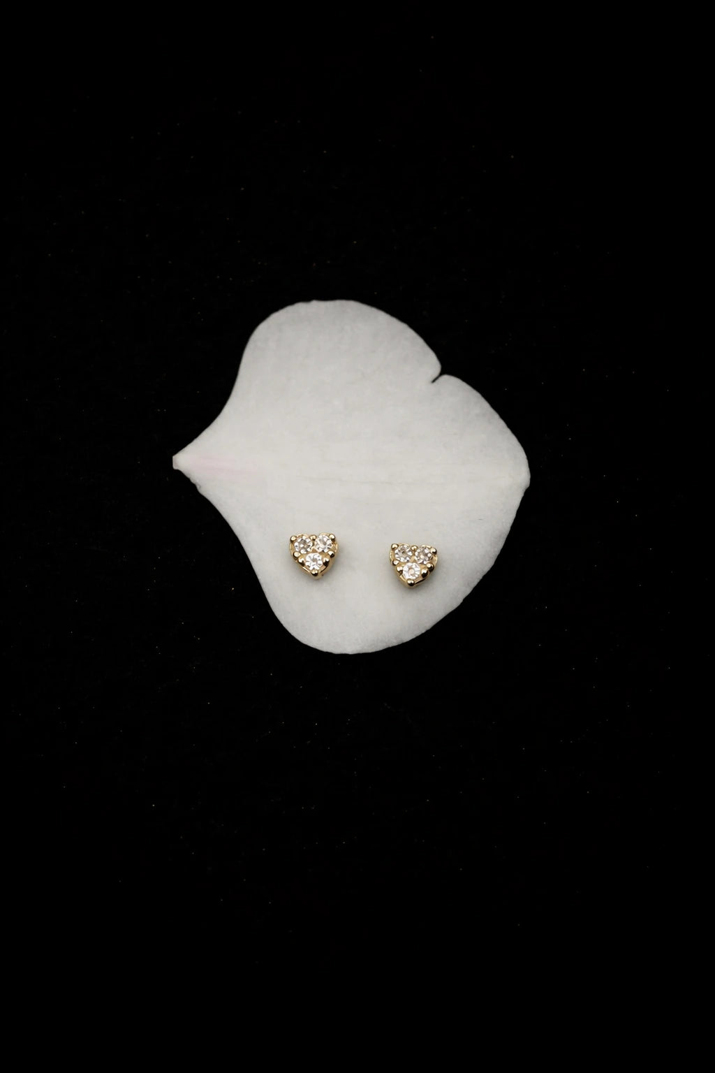 Pave Heart Piercing Stud in Solid Gold