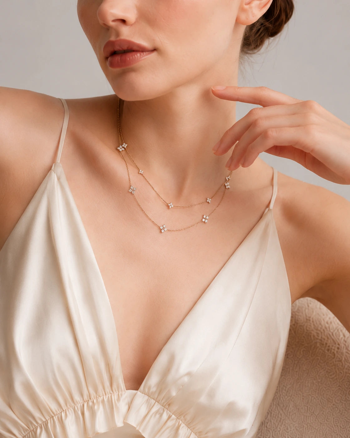 Four Clover Diamond Necklace in Solid Gold