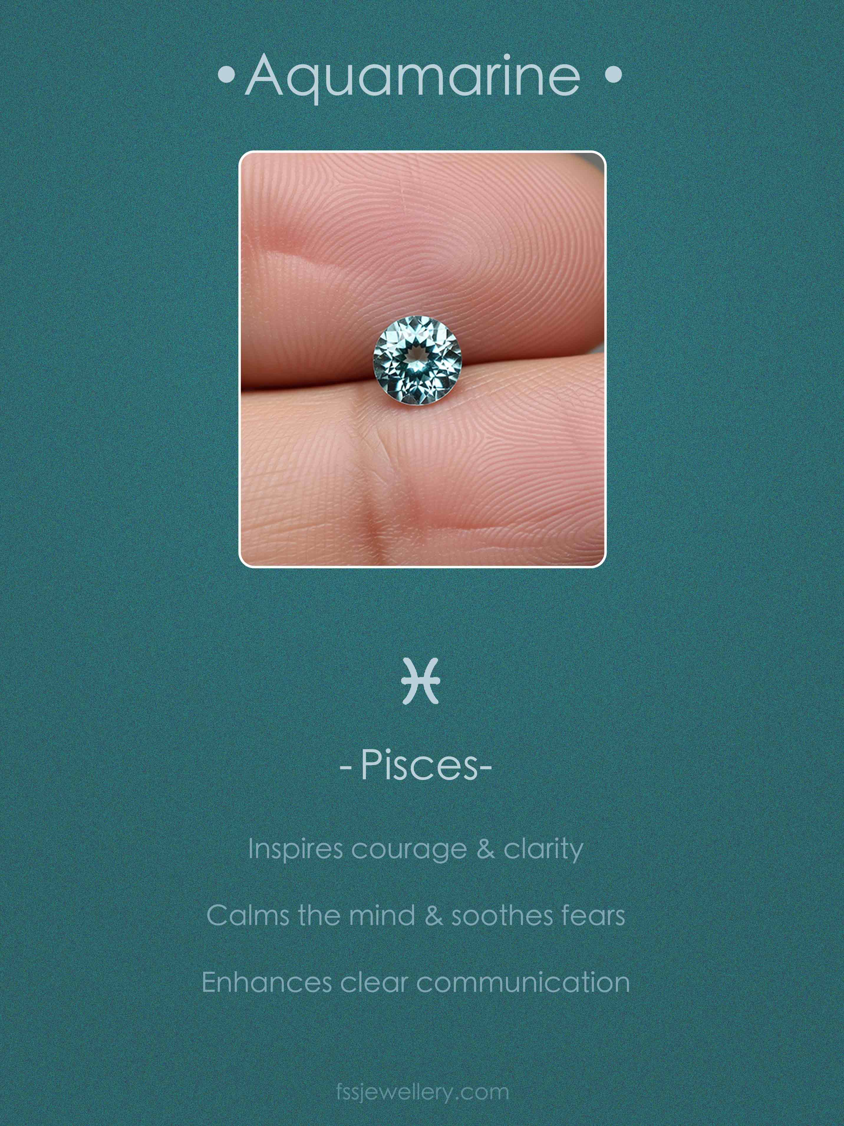 Aquamarine gemstone  with astrological information 