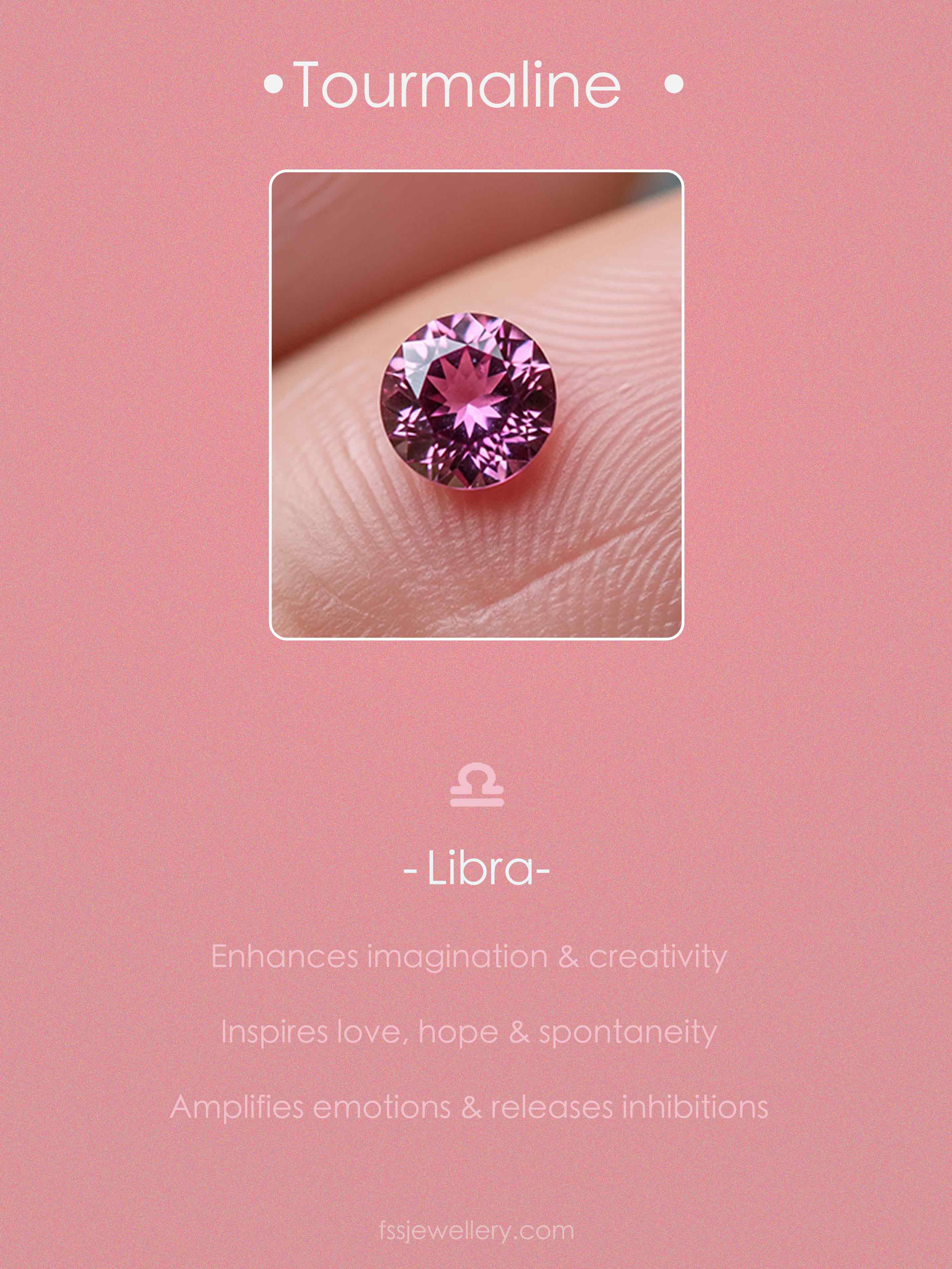 Tourmaline birthstone with Libra zodiac symbol 