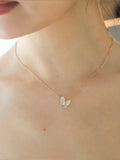 Diamonds Butterfly Pendant Necklace in Solid Gold