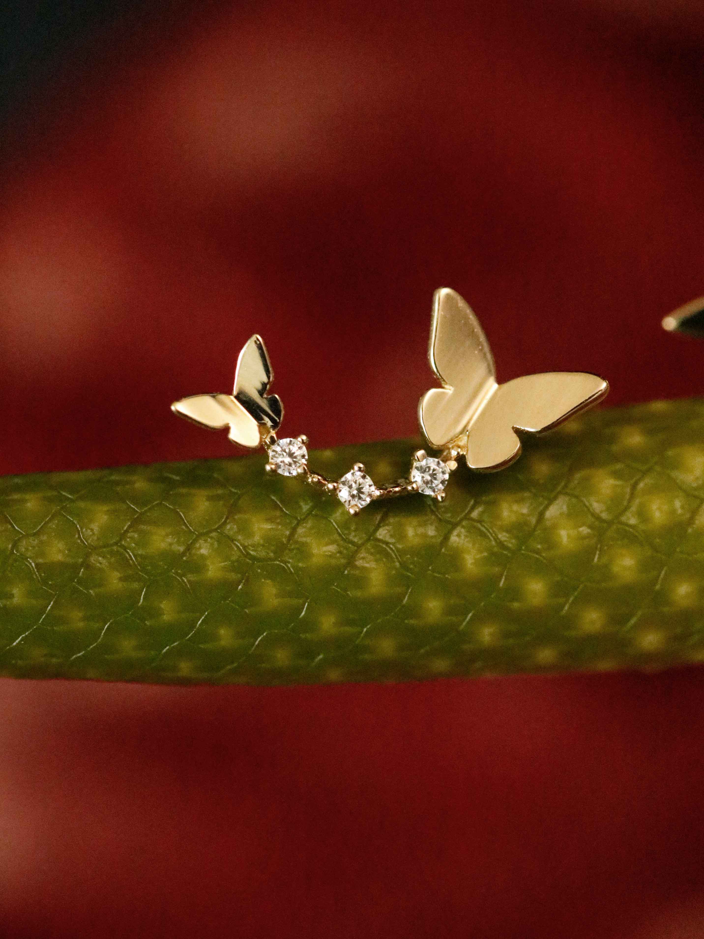 Butterfly Earrings in Solid Gold