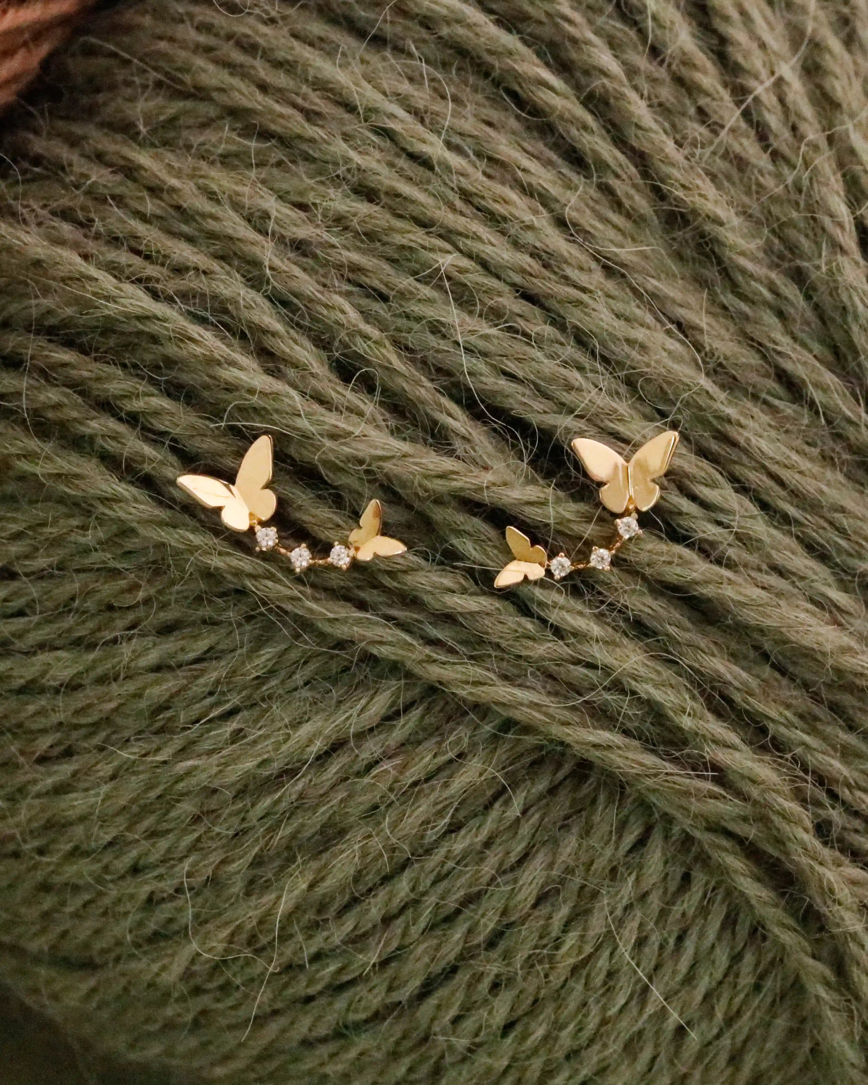 Butterfly Earrings in Solid Gold