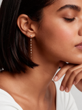 Crystal Drop Chain Earrings in Solid Gold
