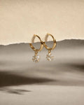 Dangle CZ Disc Hoop In Solid Gold