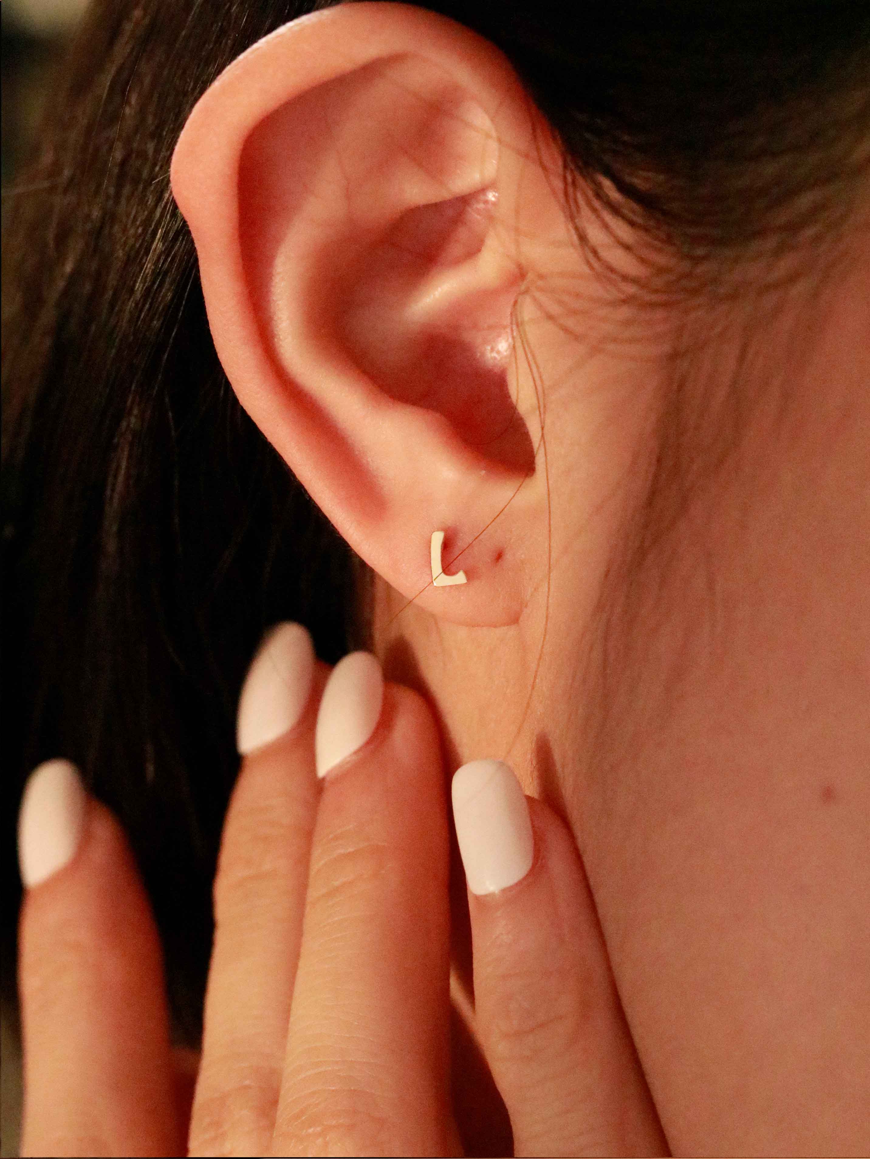 Initial Letter Stud in Solid Gold