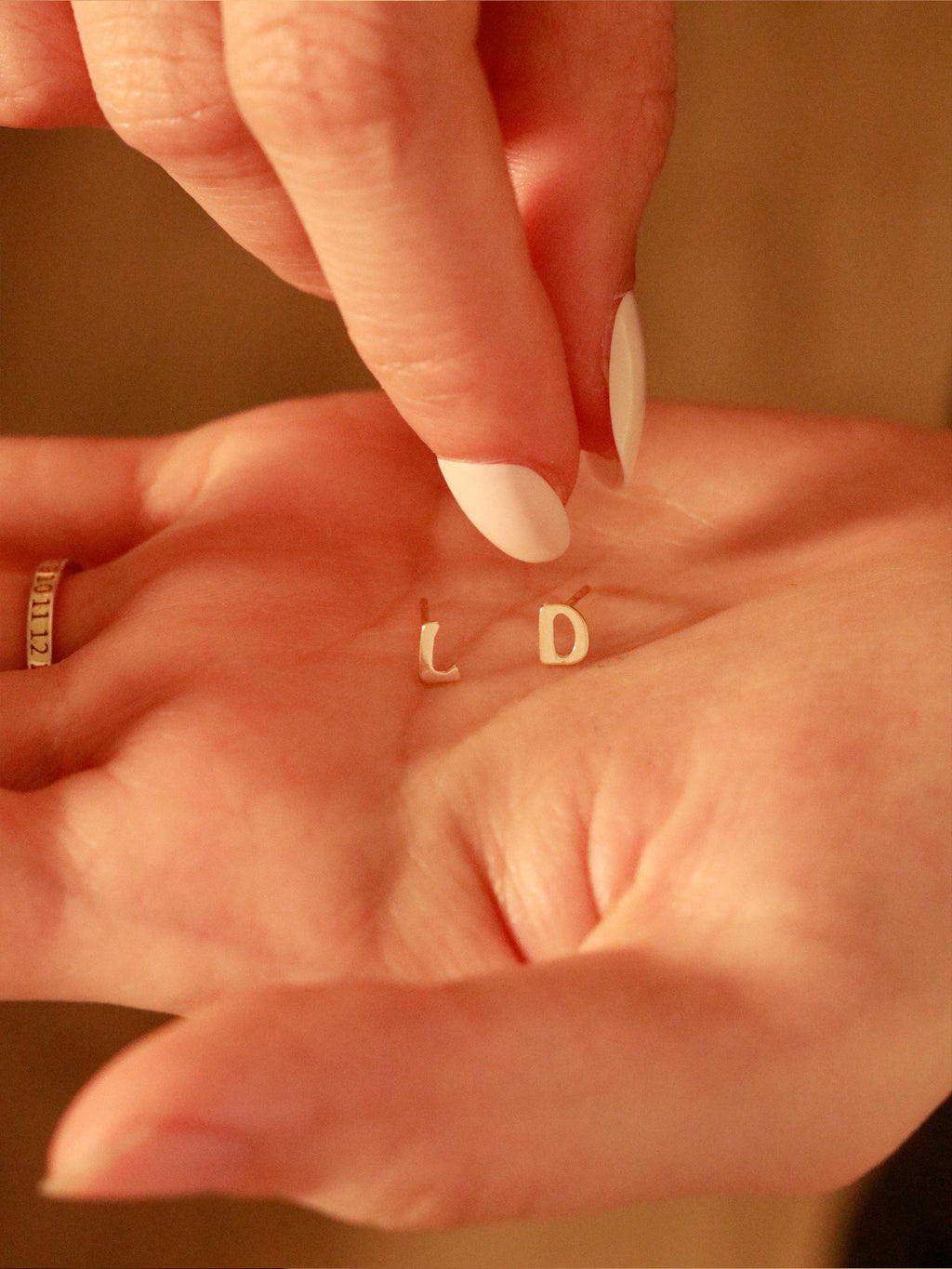 Initial Letter Stud in Solid Gold