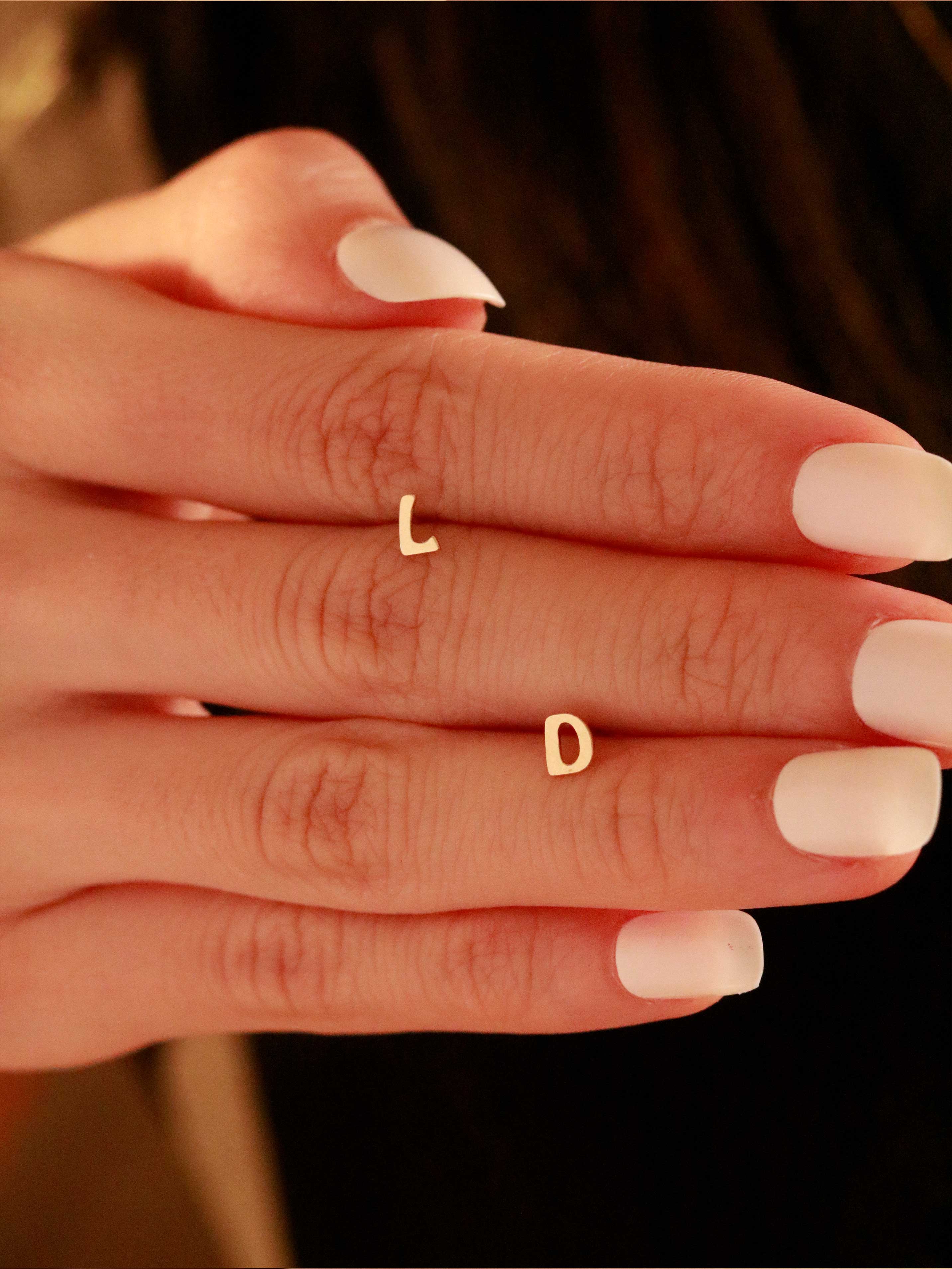 Initial Letter Stud in Solid Gold