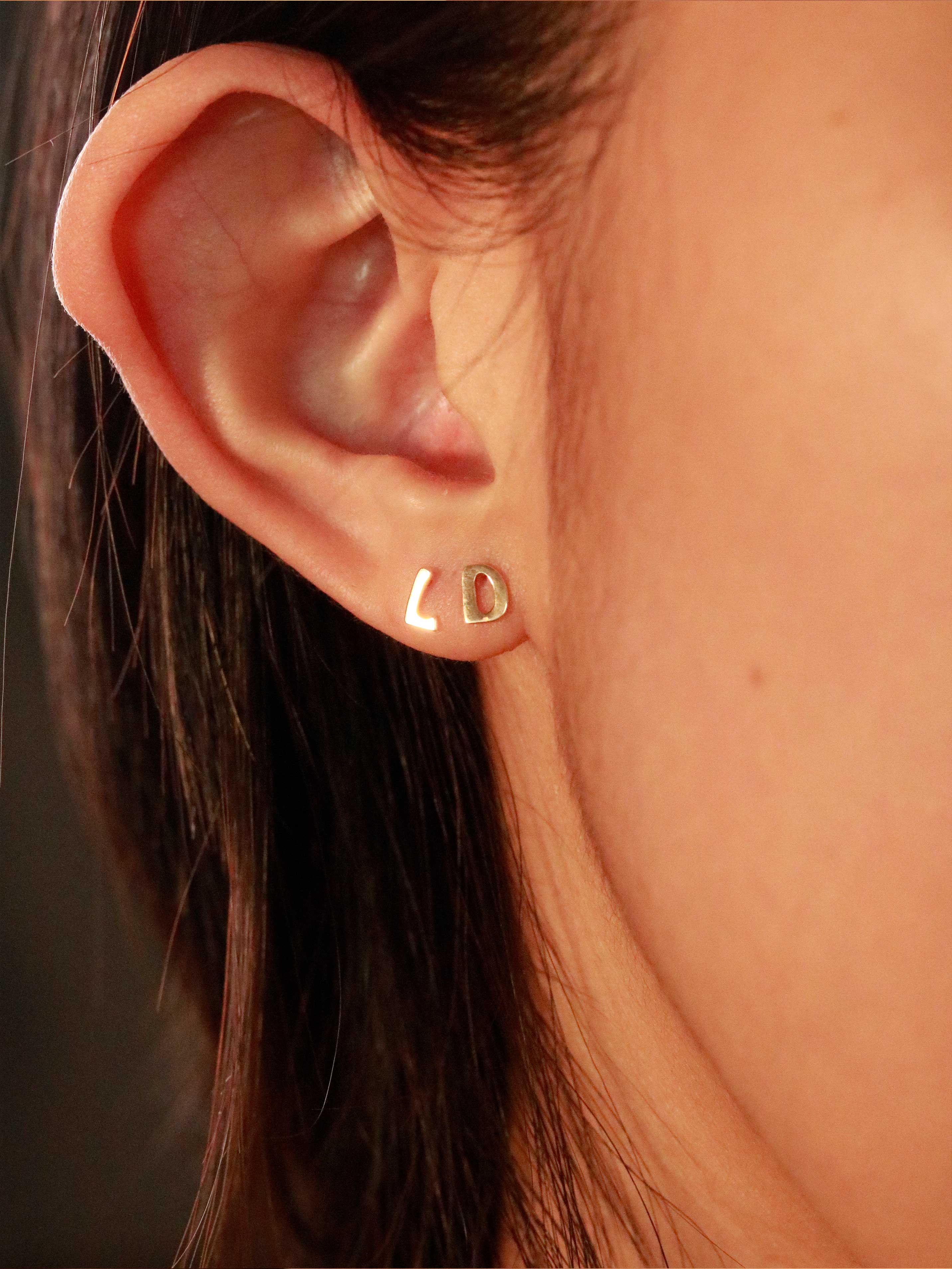 Initial Letter Stud in Solid Gold