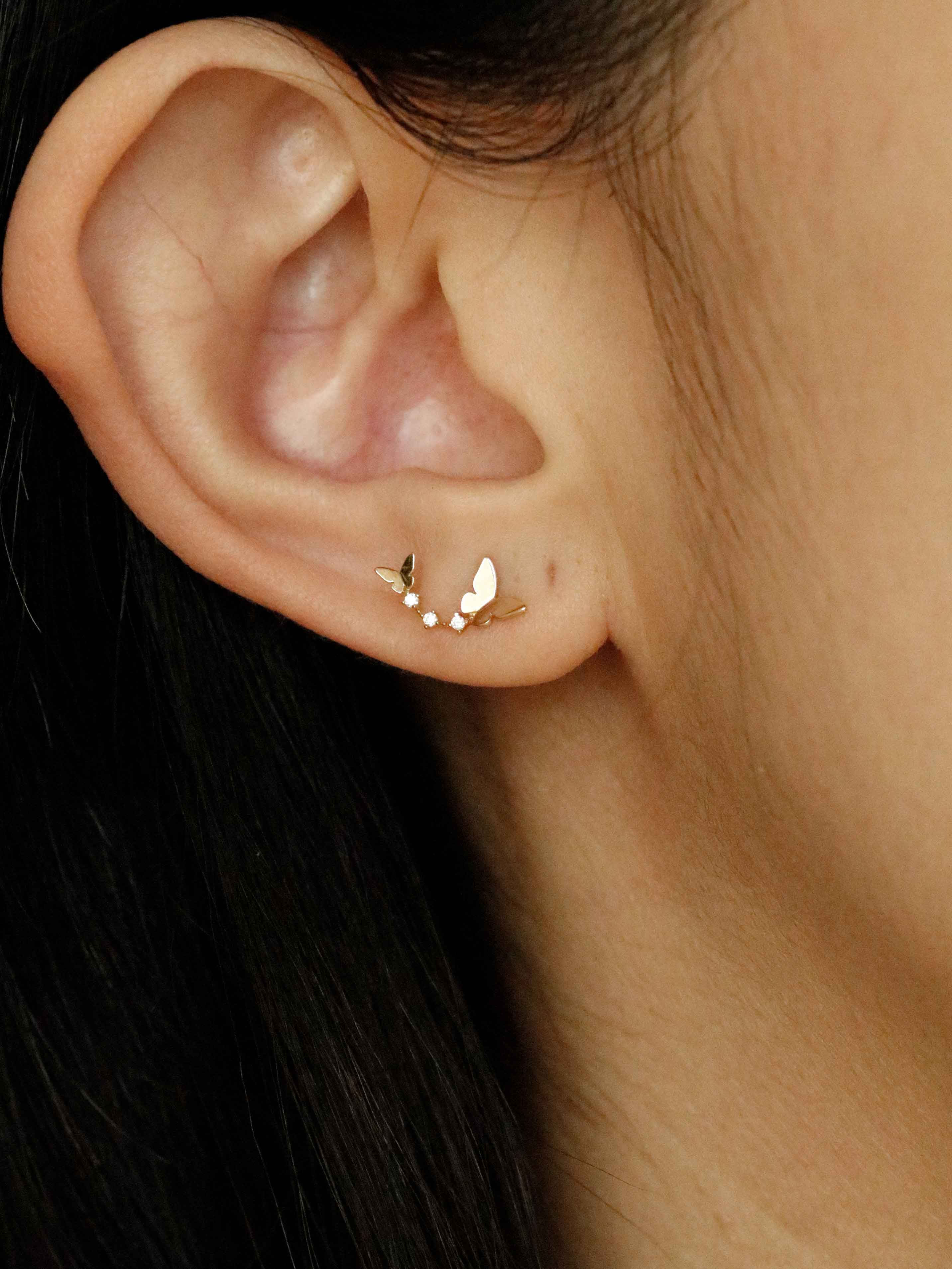 Butterfly Earrings in Solid Gold