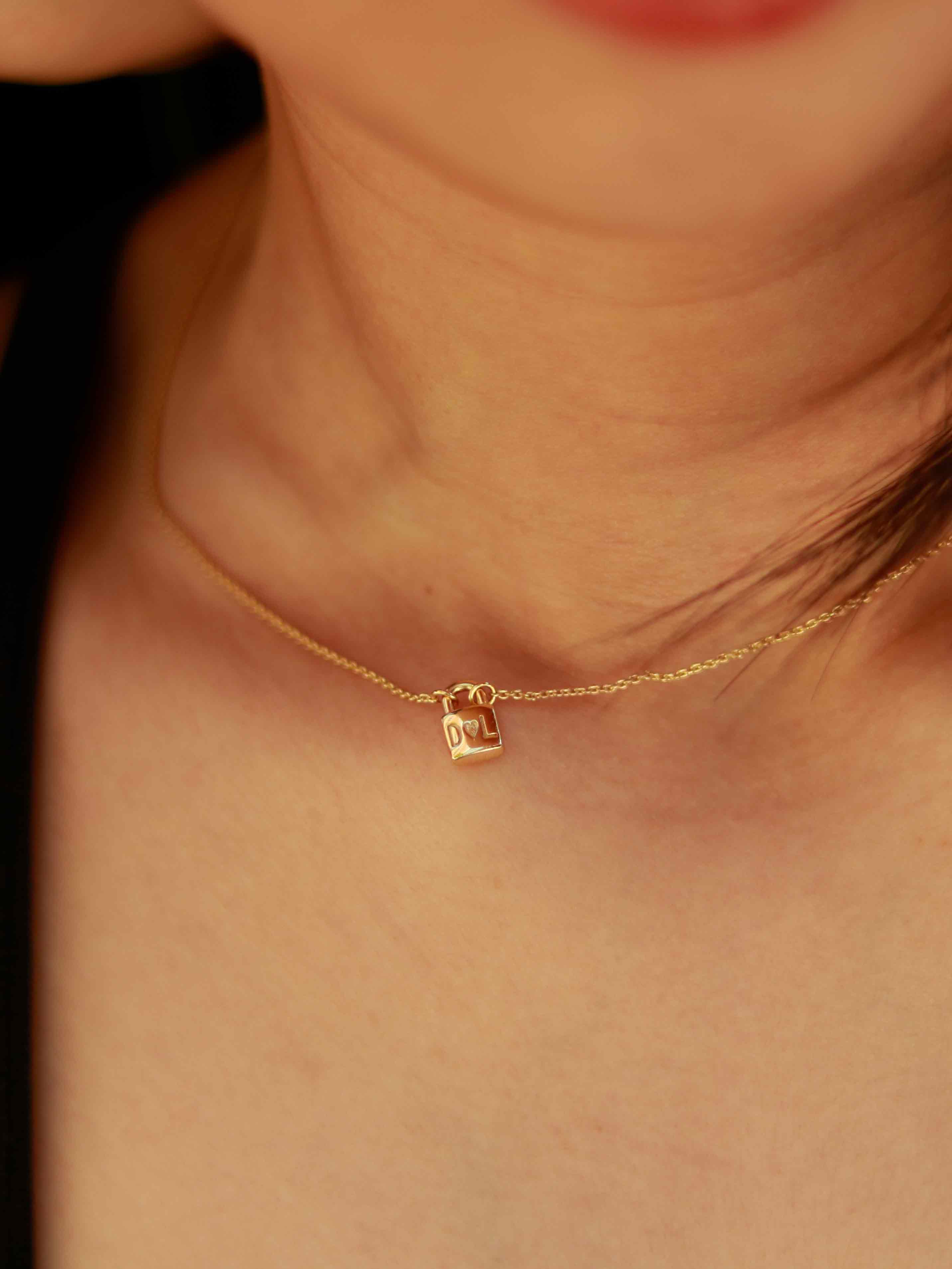His & Hers Initial Necklace in 14K Gold 