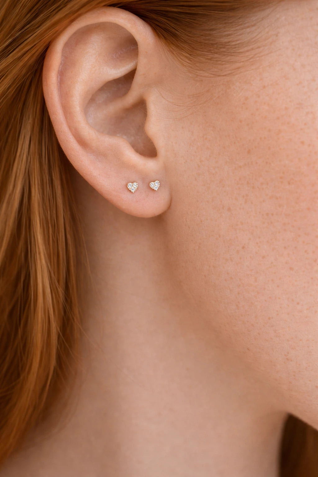 Pave Heart Piercing Stud in Solid Gold