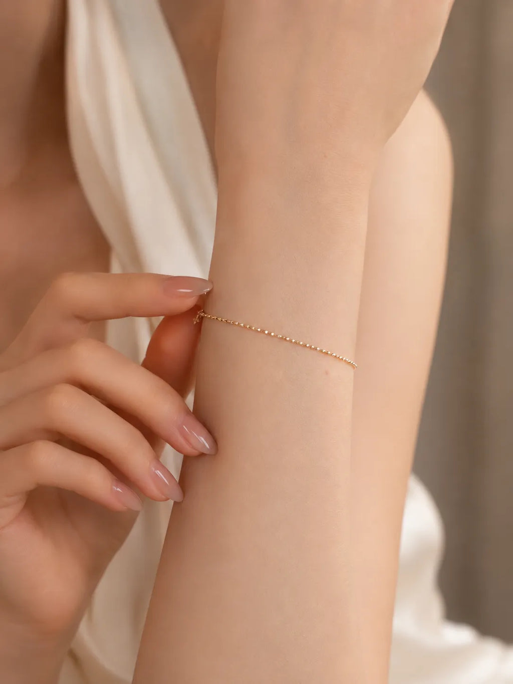18K Solid Gold Bead Chain Bracelet
