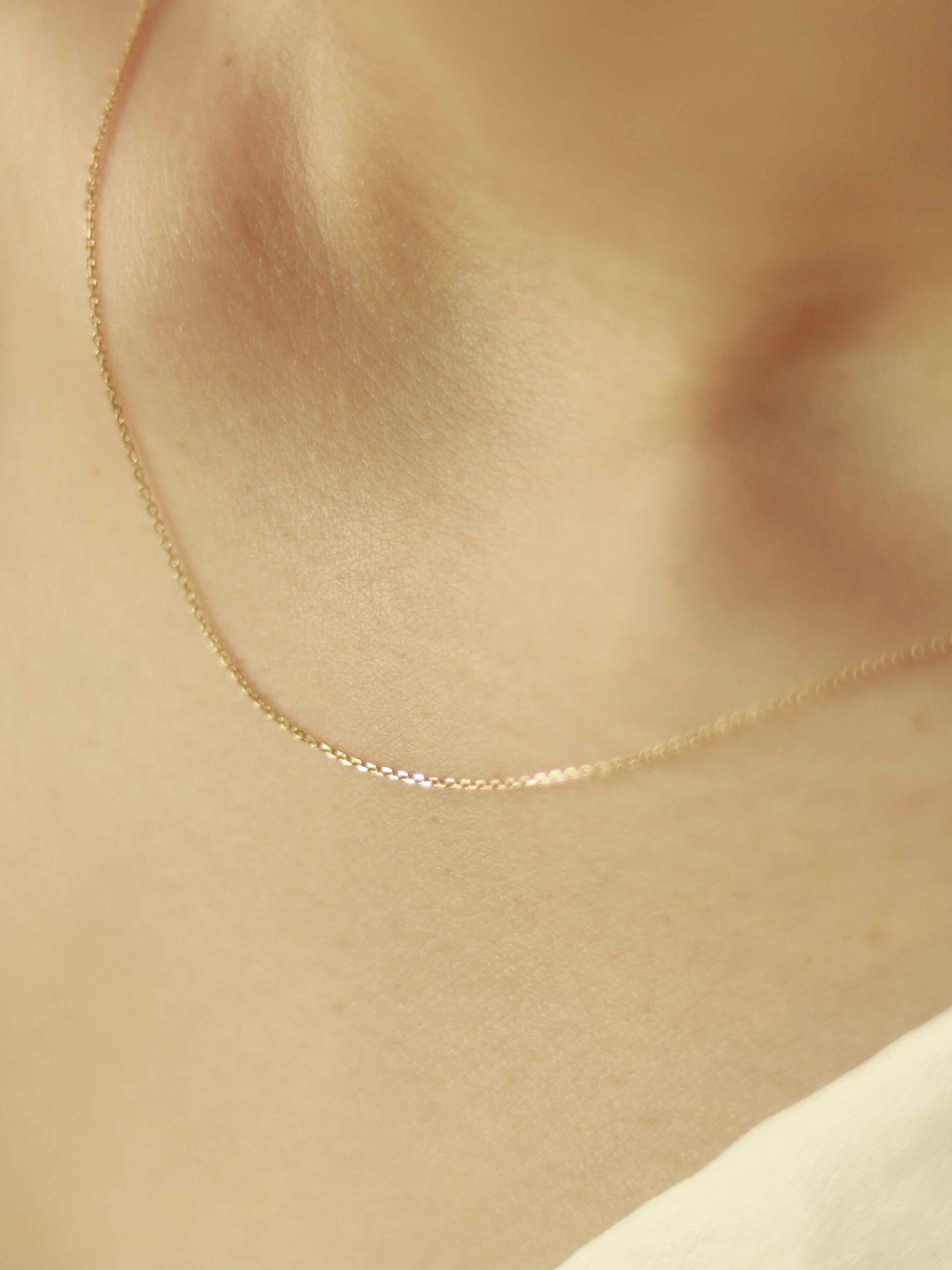 Dainty Cable Chain Necklace in Solid Gold