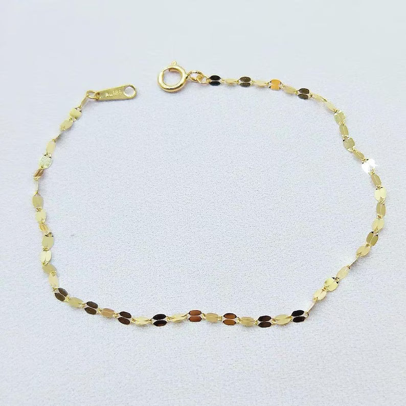 Dainty Sparkle Chain Bracelelt in Solid Gold