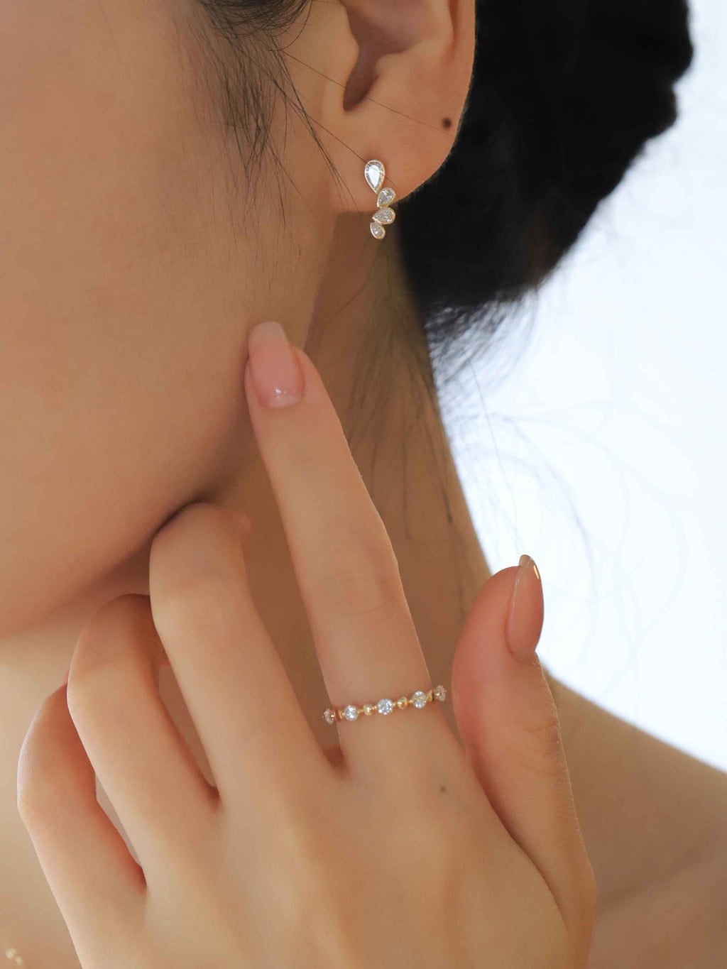 Navette Diamond Earrings in Solid Gold