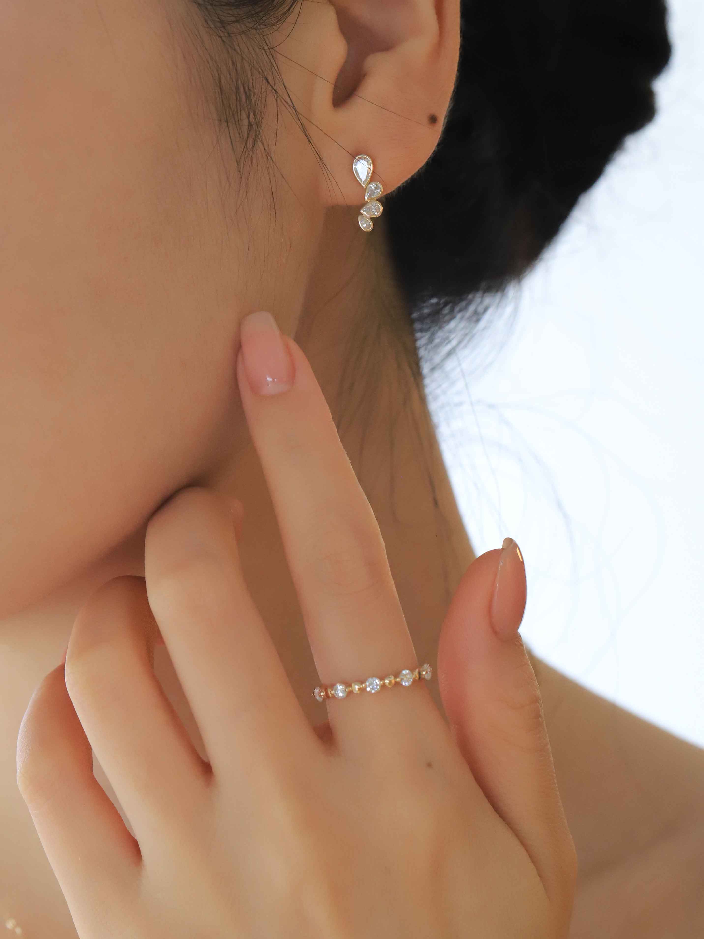 Navette Diamond Earrings in Solid Gold