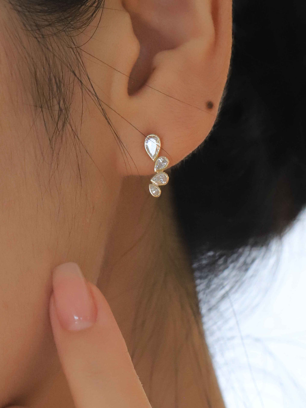 Navette Diamond Earrings in Solid Gold