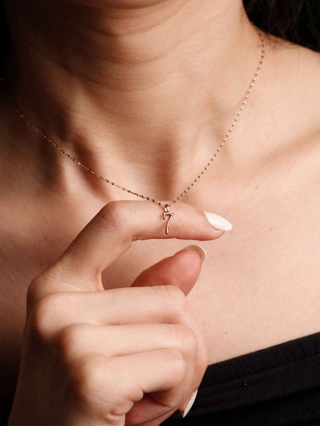 Lucky Number Charm Necklace in Solid Gold