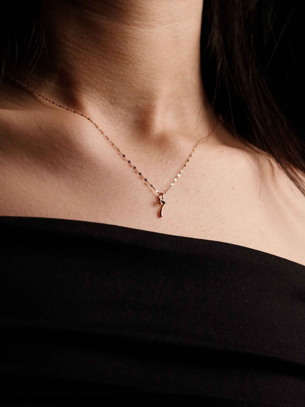 Lucky Number Charm Necklace in Solid Gold