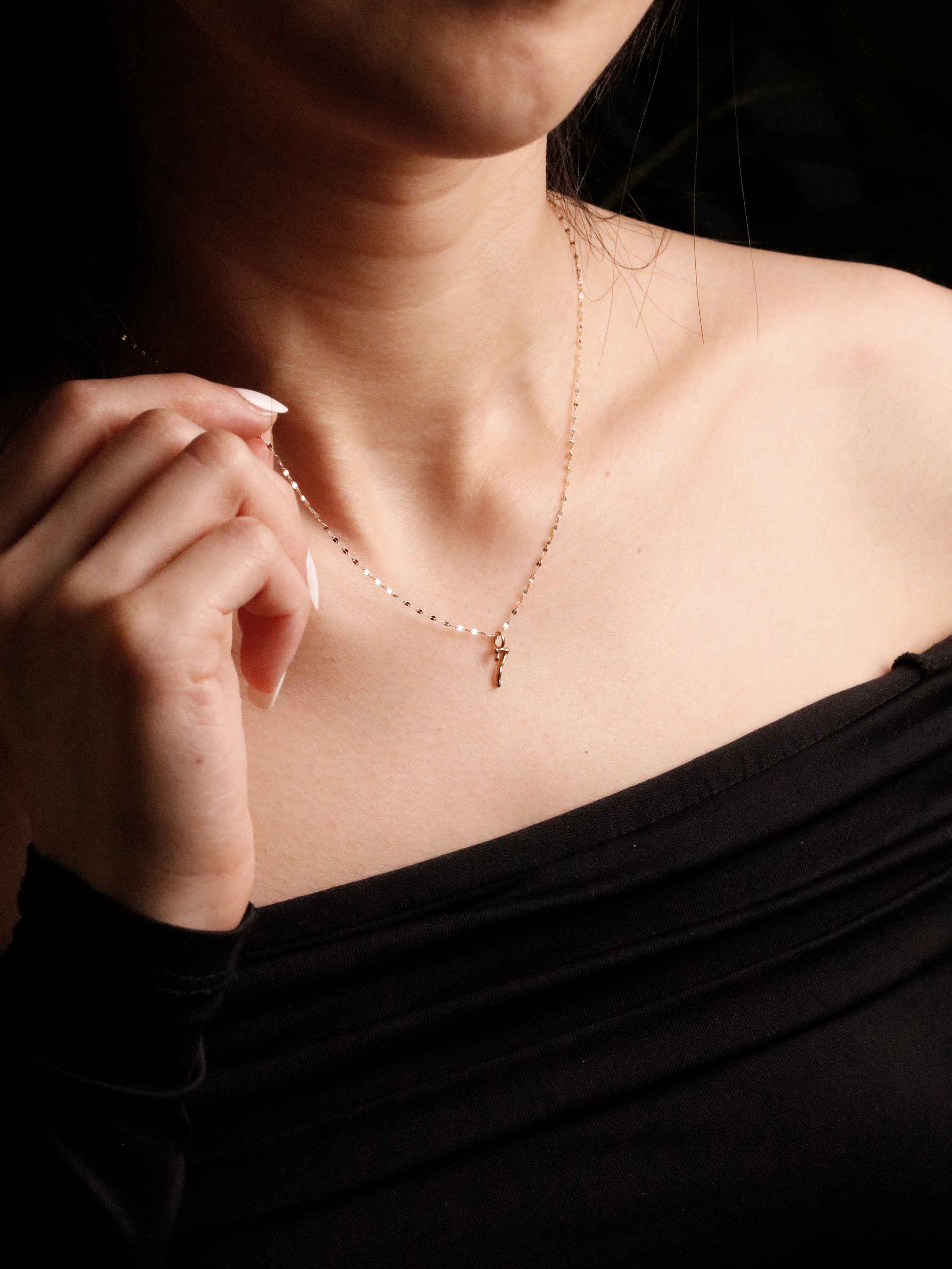 Lucky Number Charm Necklace in Solid Gold