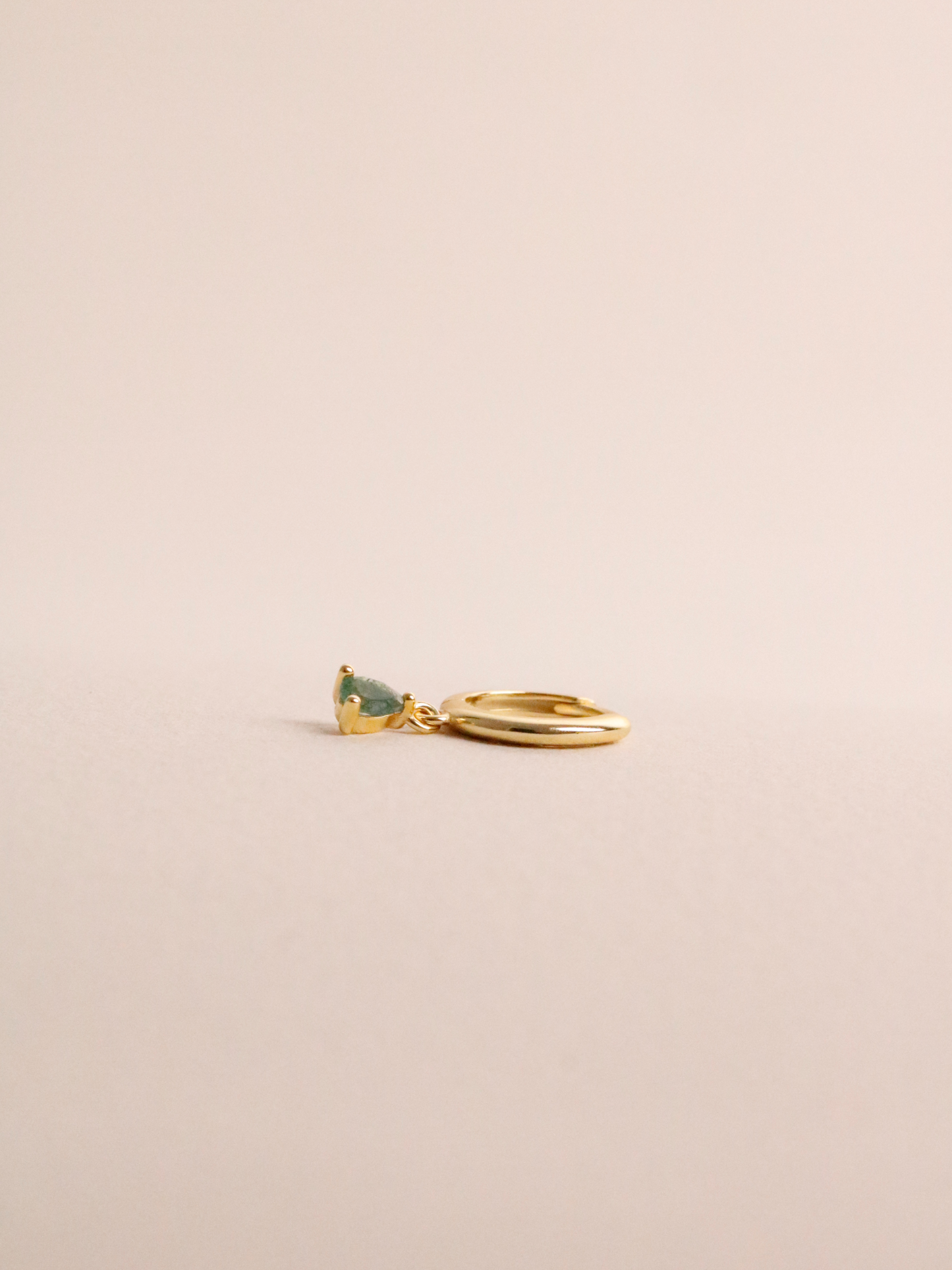 Moss Agate Hoops in Gold