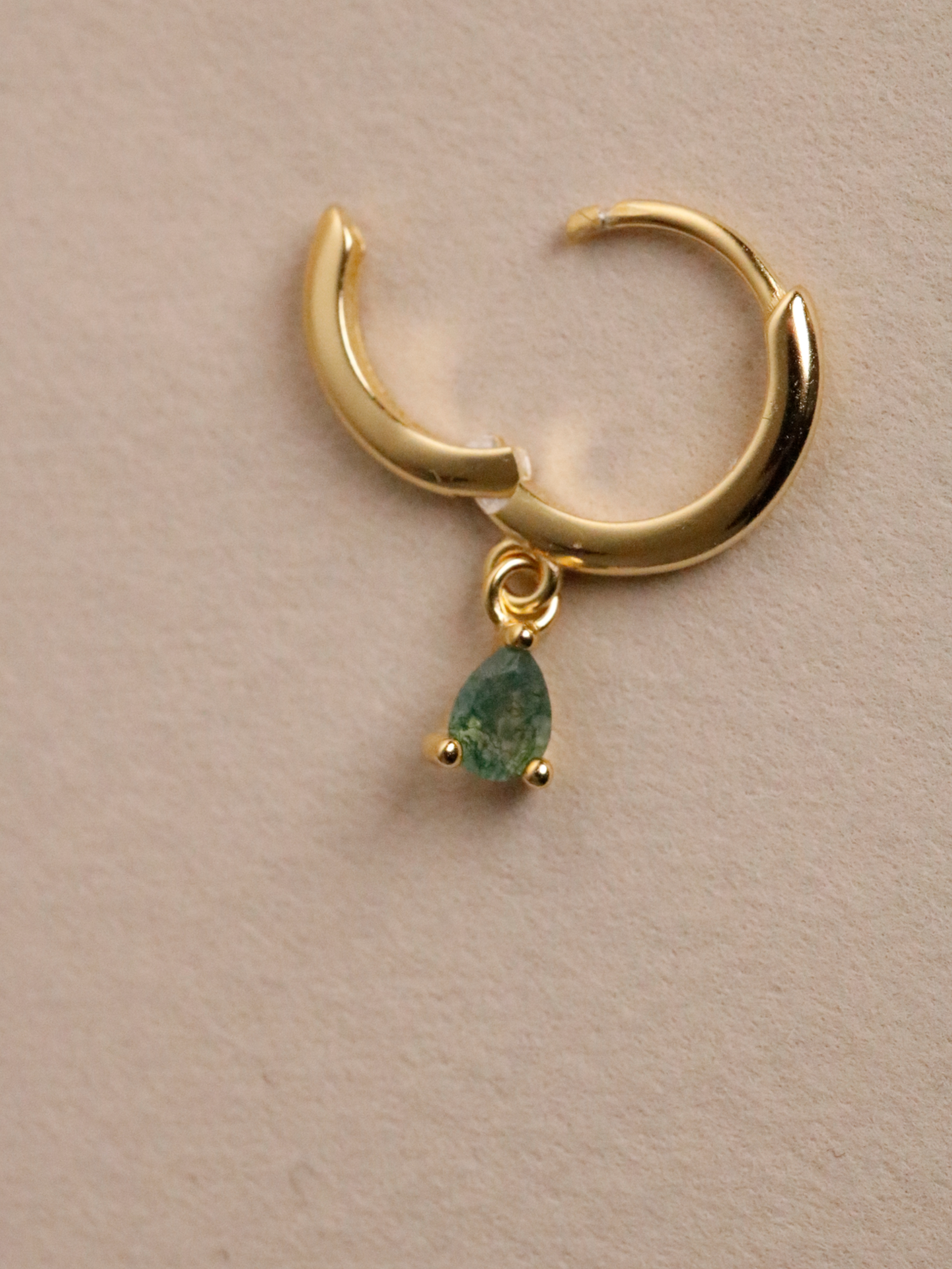Moss Agate Hoops in Gold