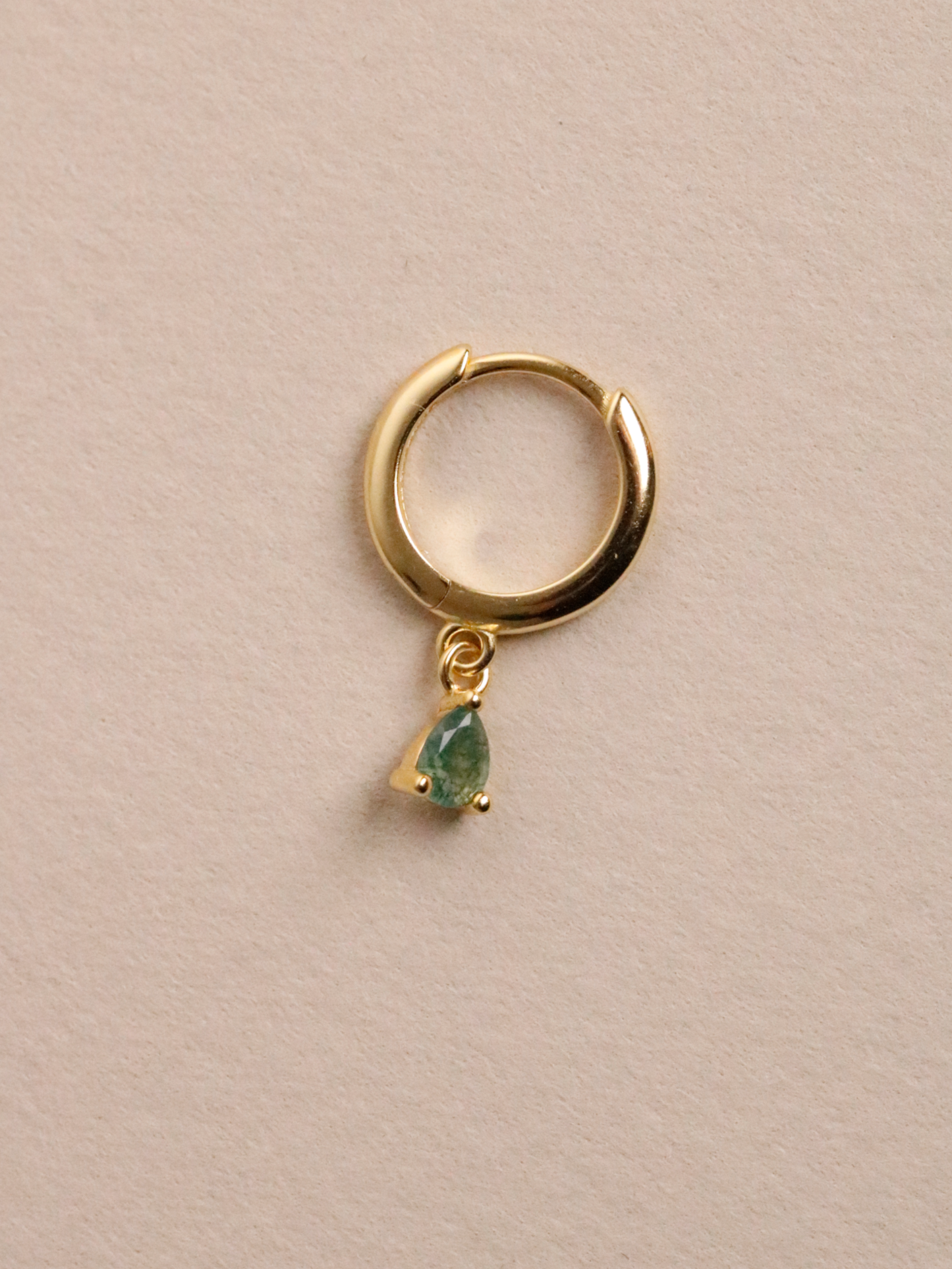 Moss Agate Hoops in Gold