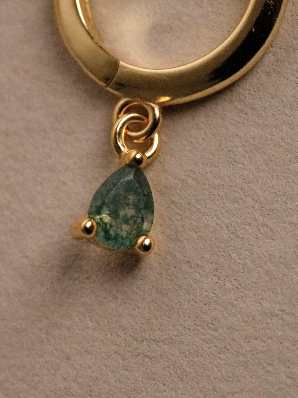 Moss Agate Hoops in Gold