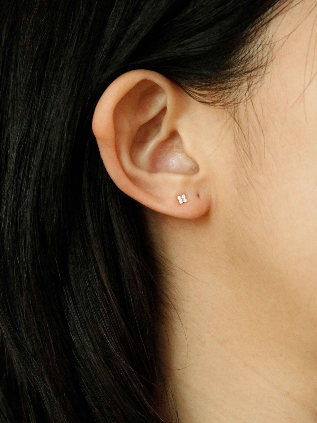 Moissanite Four Clover Stud Earrings in Solid Gold