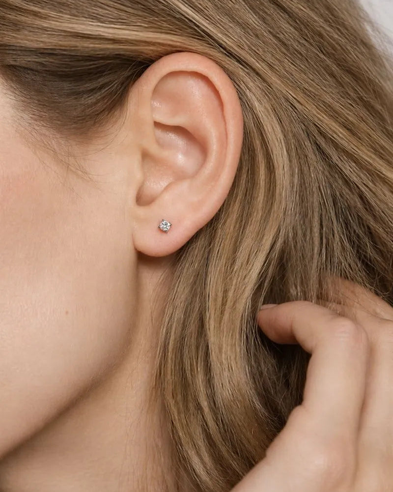 Double Diamond Earrings in Solid Gold