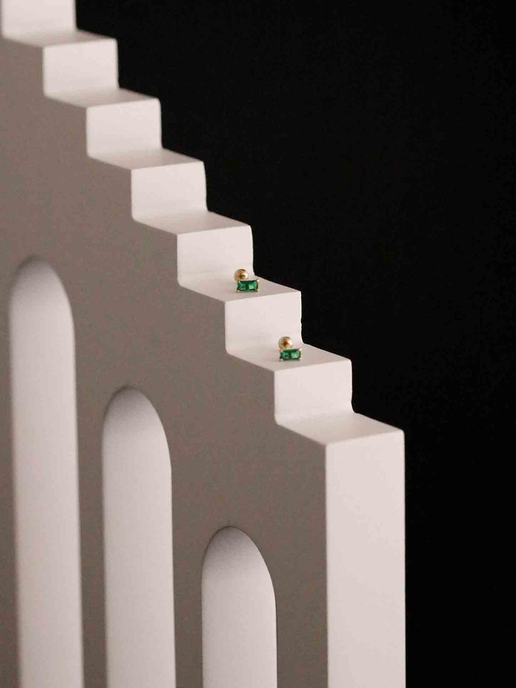 Emerald Ear Piercing Stud in Solid Gold