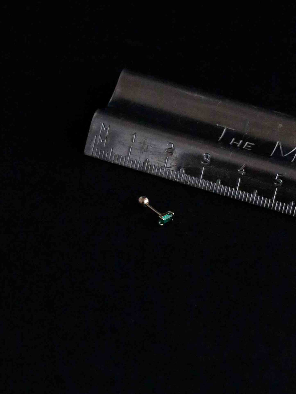 Emerald Ear Piercing Stud in Solid Gold