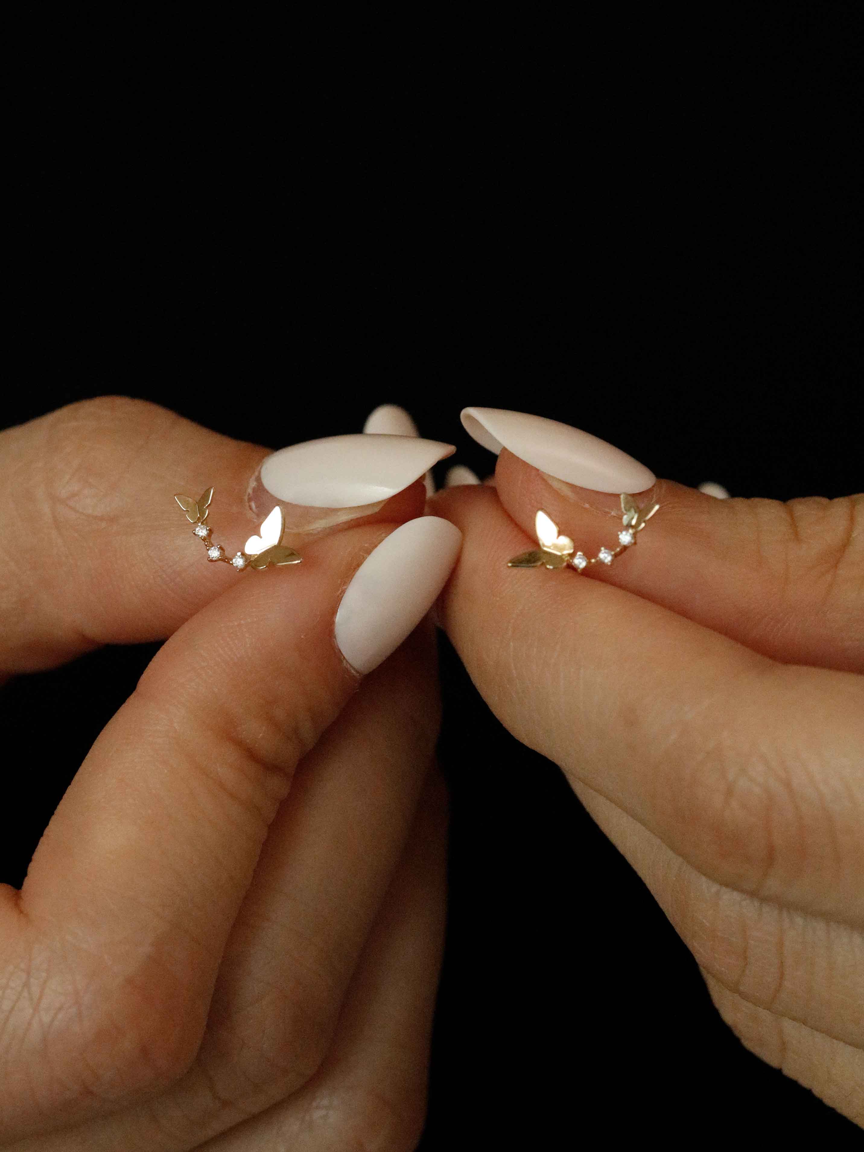 Butterfly Earrings in Solid Gold